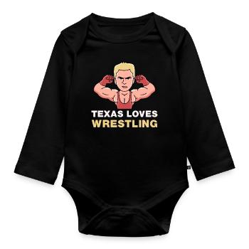 Texas wrestling design for proud Texas fans - Organic Longsleeve Baby Bodysuit - black - Front