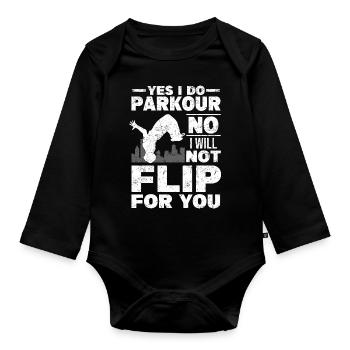 Parkour Geschenk | Freerunning Sport Parkur Spruch - Baby Bio-Langarm-Body - Schwarz - Vorne