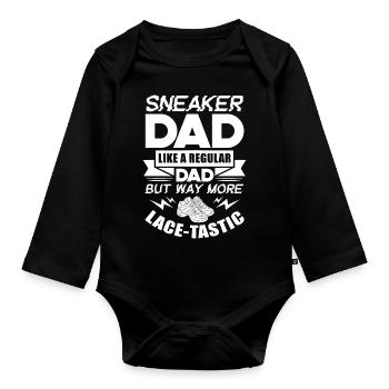 Sneaker papa lacetastic Design pour un fan de sneaker - Body Bébé bio manches longues - noir - Devant