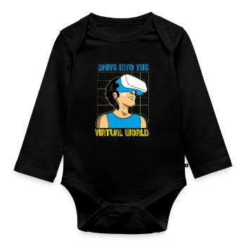 VR Brille Virtual Reality Gaming - Baby Bio-Langarm-Body - Schwarz - Vorne
