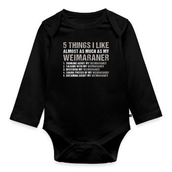 J’aime autant que mon braque de Weimar - Body Bébé bio manches longues - noir - Devant