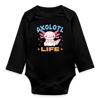 Axolotl Life Design für Axolotl-Liebhaber - Baby Bio-Langarm-Body - Schwarz - Vorne