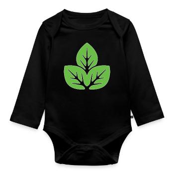 Nature green Leaves design for proud vegans - Organic Longsleeve Baby Bodysuit - black - Front