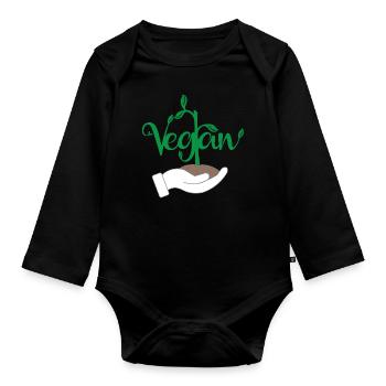 Vegan Plant Design for Proud Vegans - Organic Longsleeve Baby Bodysuit - black - Front
