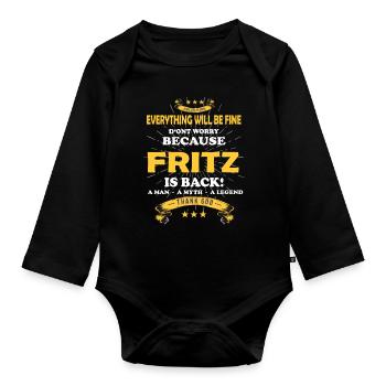 Tout ira bien Fritz Is back - Body Bébé bio manches longues - noir - Devant