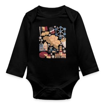 Belgien - Baby Bio-Langarm-Body - Schwarz - Vorne