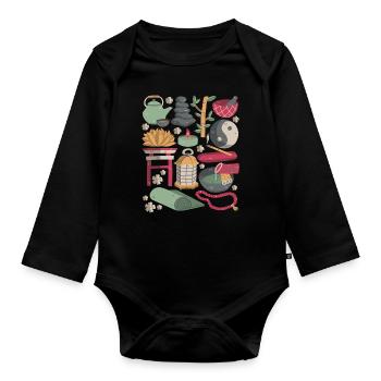 Méditation Zen - Body Bébé bio manches longues - noir - Devant