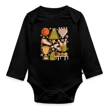 Bowling - Organic Longsleeve Baby Bodysuit - black - Front