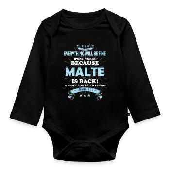 Everything will be fine Malte Is back - Baby Bio-Langarm-Body - Schwarz - Vorne