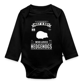 Juste un garçon qui aime la tenue de hérisson - Body Bébé bio manches longues - noir - Devant