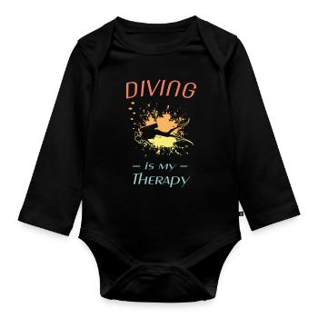 Geschenk Taucher tauchen diving - Baby Bio-Langarm-Body - Schwarz - Vorne