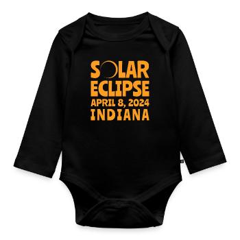 Solar Eclipse April 8 2024 Indiana - Baby Bio-Langarm-Body - Schwarz - Vorne
