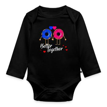 Donut Love Partners Saint-Valentin - Better Together - Body Bébé bio manches longues - noir - Devant