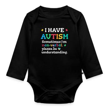 Autisme non verbal - Body Bébé bio manches longues - noir - Devant