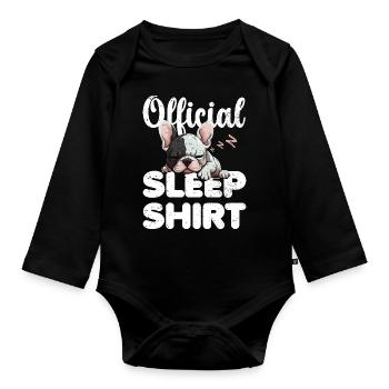 Frenchi Chemise de nuit officielle Lazy Relax - Body Bébé bio manches longues - noir - Devant