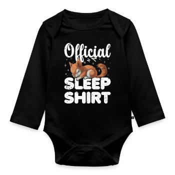 Squirrel Official Sleep Shirt Lazy Relax - Organic Longsleeve Baby Bodysuit - black - Front