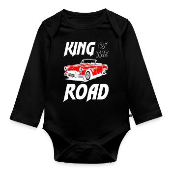 King of he Road Classic Car - Baby Bio-Langarm-Body - Schwarz - Vorne