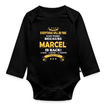 Tout ira bien Marcel est de retour - Body Bébé bio manches longues - noir - Devant