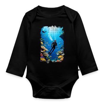 plongée sous marine - Body Bébé bio manches longues - noir - Devant