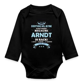 Tout ira bien Arndt est de retour - Body Bébé bio manches longues - noir - Devant