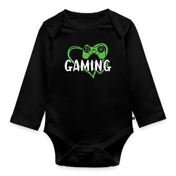 Gamer Heart Gaming - Baby Bio-Langarm-Body - Schwarz - Vorne