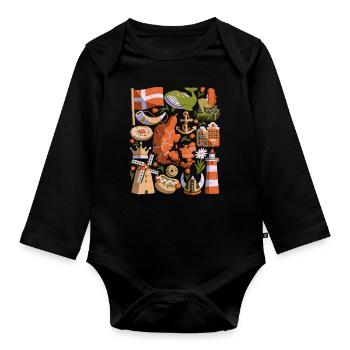 Denmark - Organic Longsleeve Baby Bodysuit - black - Front
