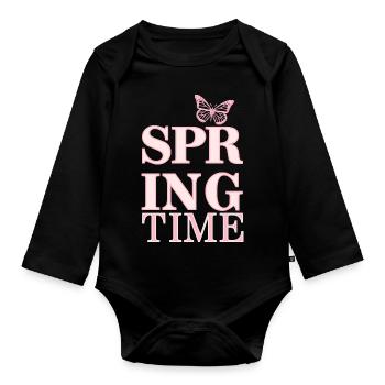 Spring Time - Der Frühling ist da! - Baby Bio-Langarm-Body - Schwarz - Vorne
