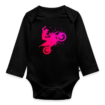 Dirt Biker Dirt Bike Freestyle Motocross - Baby Bio-Langarm-Body - Schwarz - Vorne