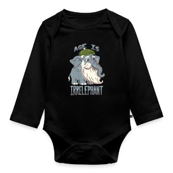 Elephant Pun for Seniors and Retirees - Organic Longsleeve Baby Bodysuit - black - Front