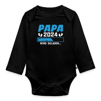 Papa 2024 Futur papa Chargement 2024 - Body Bébé bio manches longues - noir - Devant