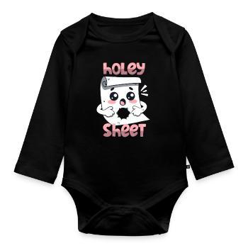Holey Sheet - Organic Longsleeve Baby Bodysuit - black - Front