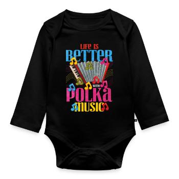 Accordéon Polka musique cadeau - Body Bébé bio manches longues - noir - Devant