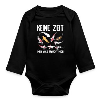 Pas le temps, mon peuple a besoin de moi, carpe koï - Body Bébé bio manches longues - noir - Devant