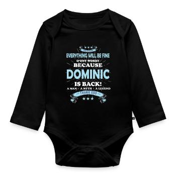 Tout va bien se passer, parce que Dominic est là Outfit - Body Bébé bio manches longues - noir - Devant