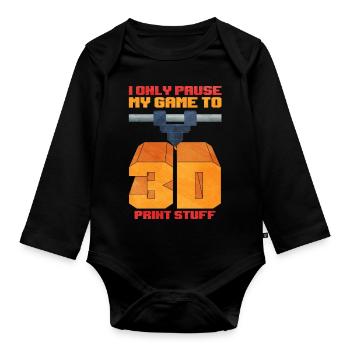 3D Printing - Organic Longsleeve Baby Bodysuit - black - Front