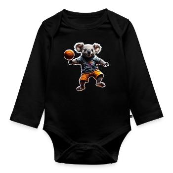 Basketball Koala - Organic Longsleeve Baby Bodysuit - black - Front