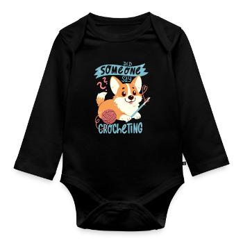 Crochet Corgi - Organic Longsleeve Baby Bodysuit - black - Front