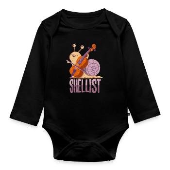 Cello Pun - Organic Longsleeve Baby Bodysuit - black - Front