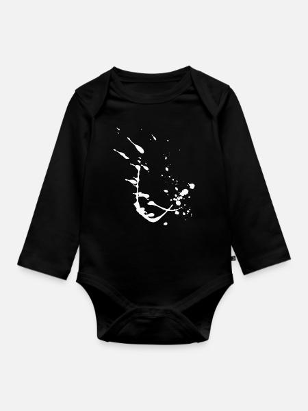 Farbspritzer - Spritzer / Fleck - Abstrakt - Baby Bio-Langarm-Body - Schwarz