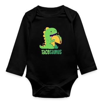 Tacosaurus - Organic Longsleeve Baby Bodysuit - black - Front