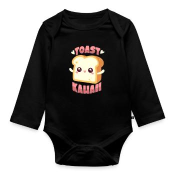 Toast Kawaii - Body Bébé bio manches longues - noir - Devant