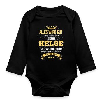 Tout ira bien, car Helge Ist da Outfit - Body Bébé bio manches longues - noir - Devant