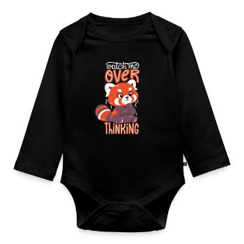 Overthinking Red Panda - Organic Longsleeve Baby Bodysuit - black - Front