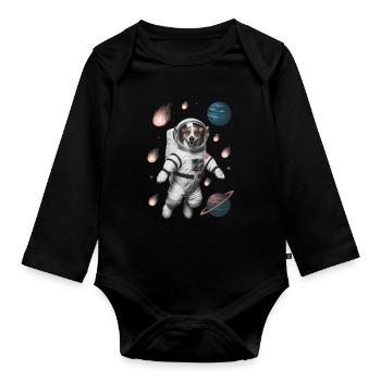 Adventure Space Dog - Organic Longsleeve Baby Bodysuit - black - Front