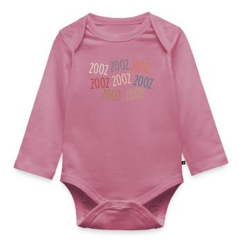 Born in 2002 - legendary since 2002 - Organic Longsleeve Baby Bodysuit - mauve - Front