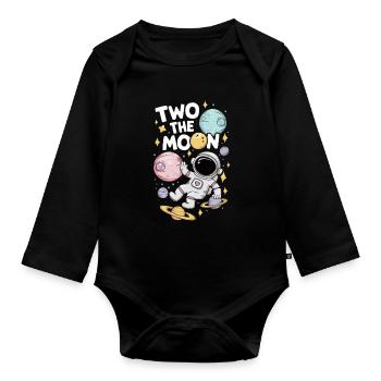 Two To The Moon Space Adventure - Organic Longsleeve Baby Bodysuit - black - Front