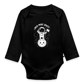 I need more space astronaut - Organic Longsleeve Baby Bodysuit - black - Front