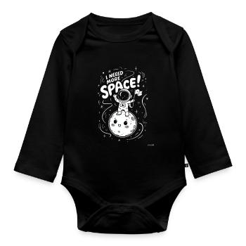 J’ai besoin de plus d’astronaute spatial sur la Lune - Body Bébé bio manches longues - noir - Devant