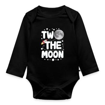 Zum 2. Geburtstag Ab Ins All – Zwei Zum Mond - Baby Bio-Langarm-Body - Schwarz - Vorne