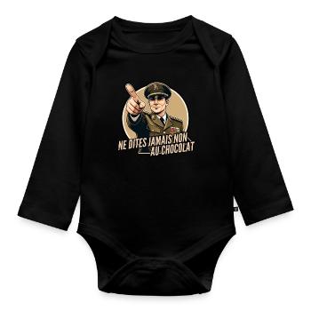 Ne dites jamais non au chocolat - Body Bébé bio manches longues - noir - Devant